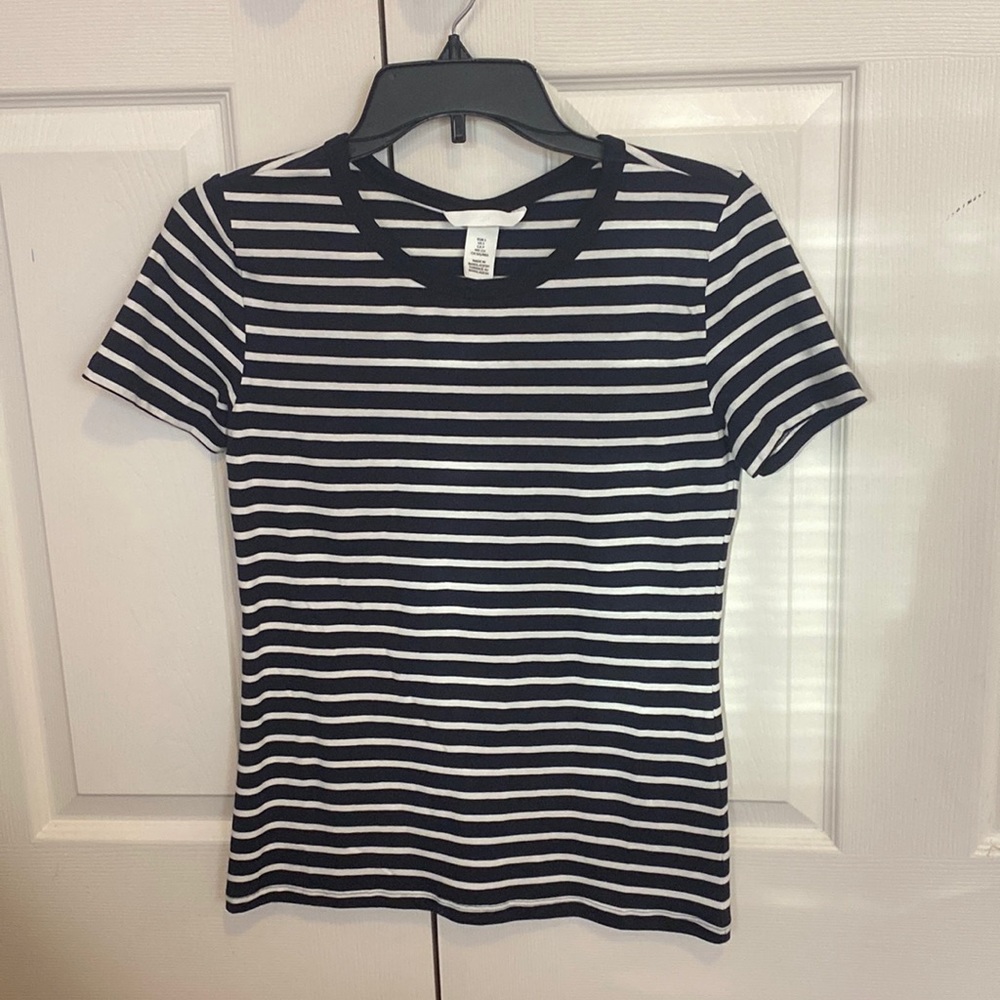 Navy and white stripped cotton tee